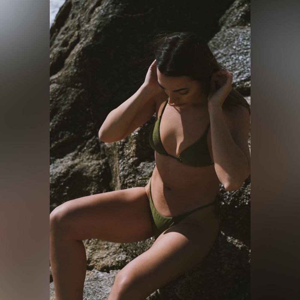 Nael Olive green shimmer sparkle bikini set new NWT